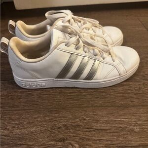 Adidas White and Silver Classic Sneakers women size 6.5